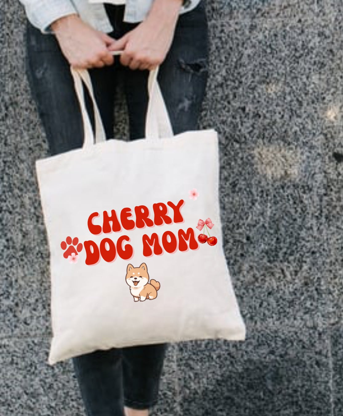 Cherry Dog Mom Tote Bag