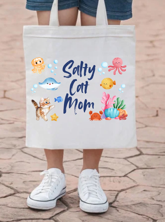 Salty Cat Mom Tote Bag
