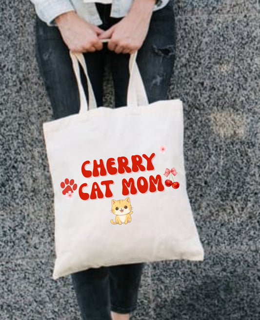 Cherry Cat Mom Tote Bag